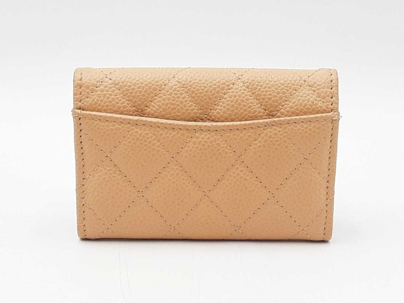 Chanel Classic Flap Card Holder In Beige Quilted Caviar Leather Fw0925wzxdu