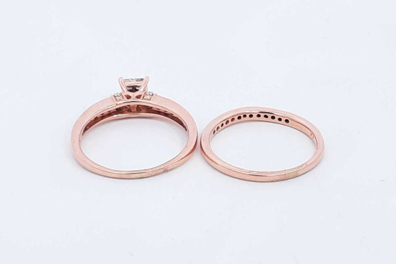 Approx. 0.2ctw Diamond Wedding Set In 14k Rose Gold 5.11g Size 8.25 Eb0124pxzsa