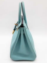 Hermes Birkin 25 Bleu Atoll Teal Swift Leather Gold Handbag Do0325lrrxzde