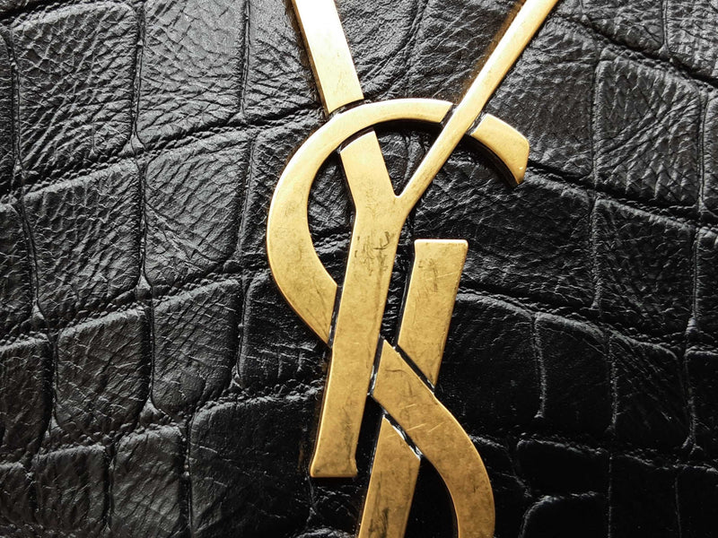 Saint Laurent Reversible Kate Croc Embossed Leather Shoulder Bag Sd1025llzxde