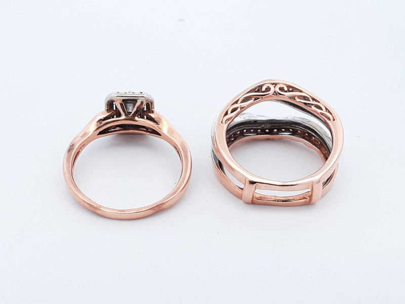0.84 Cttw Diamond & Rose Gold Bridal Set 8 Grams Size 4.75 Fw0824prxdu