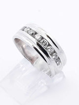 O.99 Cttw Channel-set Diamond & 14k White Gold Band 7.4 Grams Size 8 Fw0425wzxdu
