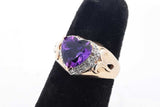 Heart Shaped Purple Gemstone & Diamond Ring 14k Yellow Gold 4.6g Sz 6 Eb426wxzsa