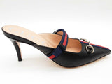 Gucci 549617 Malaga Horesbit Blue Web Mule Heels Size Eu 36.5 Do0825lxzde