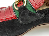 Gucci Web Horsebit Suede & Croc Embossed Leather Loafers Size 36.5 Fw1124oxzsa