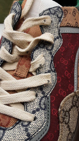 Gucci Rhyton Brick Red Gg Canvas Sneakers Size 38 Eb0725lxzdu