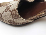 Gucci Gg Supreme Canvas & Vegan Leather Peep-toe Mules Size 6 Fw1026rxdu