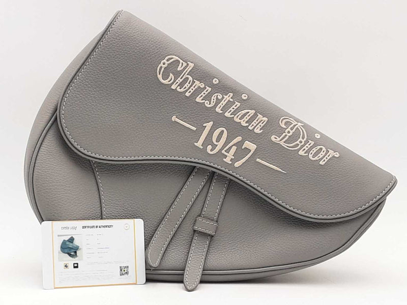 Christian Dior Grained Calfskin Mens Signature 1947 Saddle Gray Aa1125izxsa