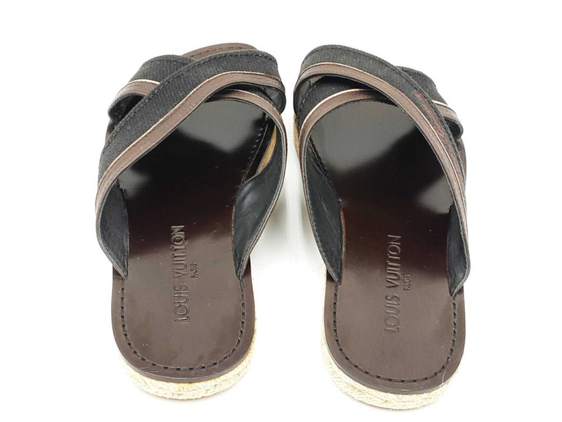 Louis Vuitton Canvas & Leather Espadrilles Slide Sandals Size 7 Men's Fw0725crdu