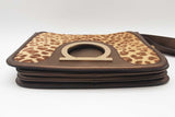 Salvatore Ferragamo Bronze Leather Calf Hair Leopard Print Shoulder Bag Eb1225oxzde