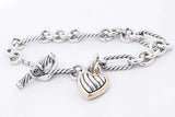 David Yurman 925 & 18k Yellow Gold Heart Chain Bracelet 22.2g 7.5 In Eb0225oxzsa