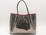 Christian Louboutin Cabarock Small Croc Embossed Leather Tote Silver Aa1225rxzsa