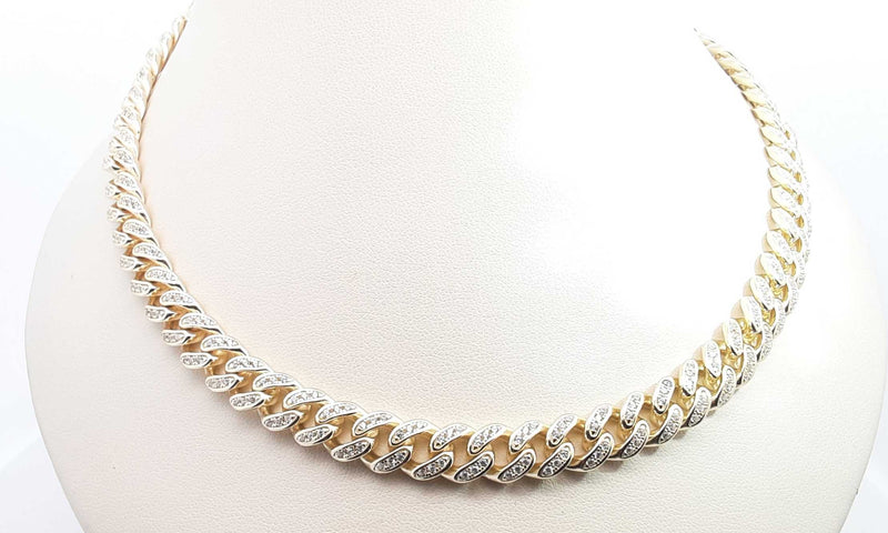 Gold Plated Sterling Silver Cuban Link Chain 71.69 Grams, 21.25 Inch Hs0224liesa