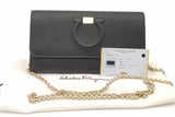 Salvatore Ferragamo Gancini Black Leather City Chain Wallet Eb1026orxsa
