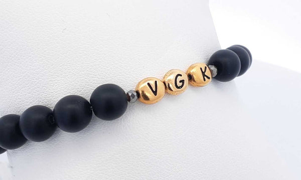 Black Bead Bracelet With Gold Tone Vgk Beads Eb0220losa