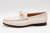 Gucci White Leather Crocodile Horsebit Loafers Size 6 Eb1225rxzde