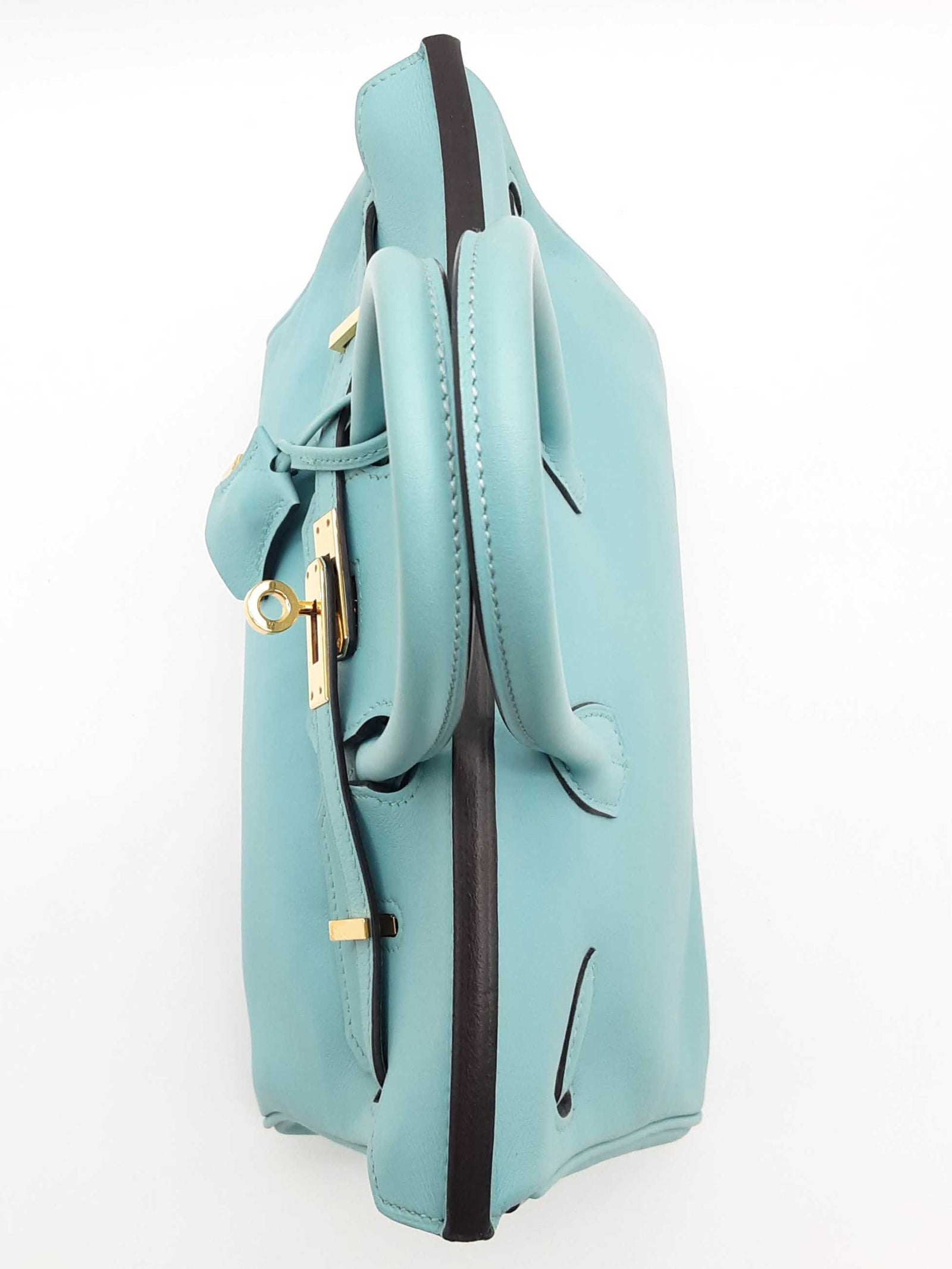 Hermes Birkin 25 Lagon Teal Swift Leather Gold Handbag