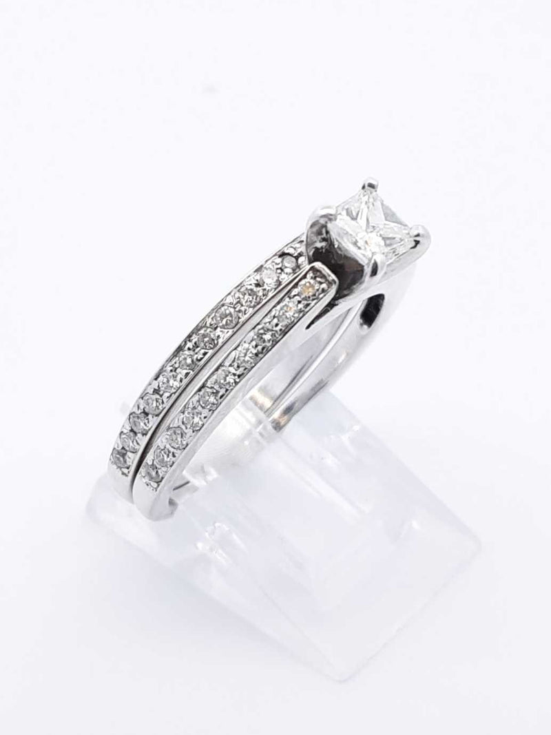 0.71 Cttw Diamond & 14k White Gold Bridal Set 5.4 Grams Size 8 Fw0725wrxdu