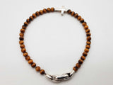 David Yurman 0.925 Silver Cross Tiger's Eye Beaded Bracelet 7.5 In Do1125lxzde
