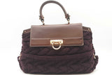 Salvatore Ferragamo Purple Wool With Leather Trim Top Handle Bag Eb1225pxzde