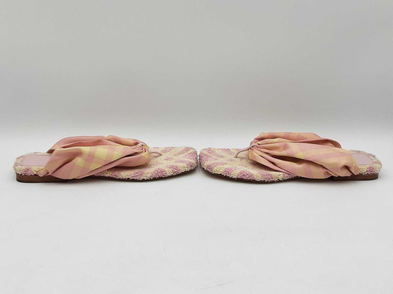 Burberry Sandals In Cameo Check Terry & Leather Size Eu 40 Us 9.5 Fw0825izdu