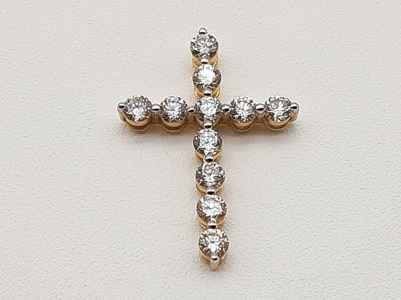 0.98 Cttw Lab Grown Diamonds 14k Yellow Gold 1.5g Cross Pendant Do0525wwrde