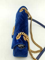 Gucci Cobalt Velvet Matelasse Marmont Shoulder Bag Eb0225prxsa