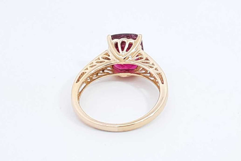 Garnet & Diamond Ring In 14k Yellow Gold 3.9 Grams Size 7 Eb1124owrxu