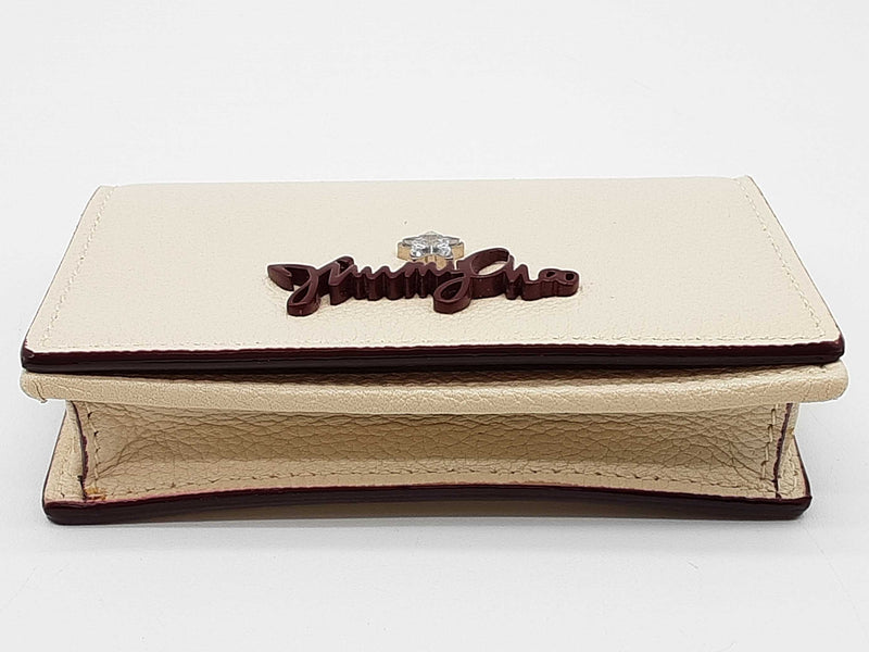 Jimmy Choo Beige Leather Small Card Holder Snap Pouch Do0925wxde
