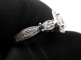 Vera Wang Love 0.88 Cttw Diamond, Sapphire, & 14k White Gold Engagement Ring 5.3 Grams Size 6.25 Fw0726erxdu
