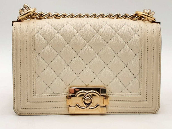 Chanel Small Caviar Boy Bag White Handbag Aa0525lzxzsa