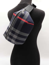 Burberry Sonny Bum Bag In Navy & Grey House Check Canvas Fabric Fw0126oexdu