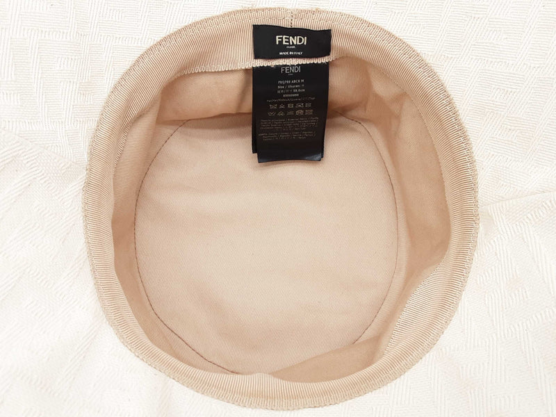 Fendi Ivory White Logo Cotton Bucket Hat Size M Do0725orxde