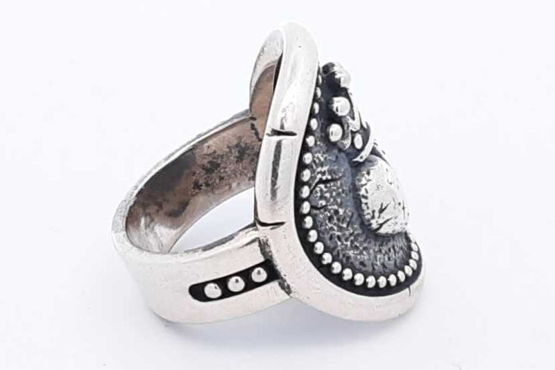 King Baby Queen Baby Crowned Heart Coin Ring 925 Sterling 17.4g Size 9 Eb125rxdu