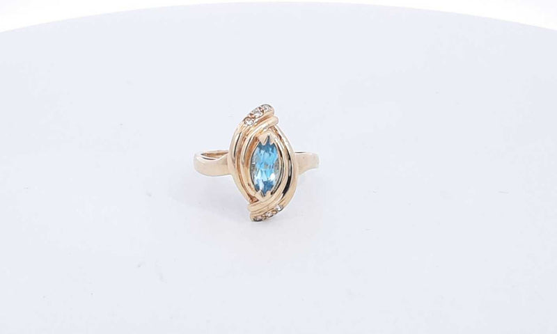 14k Yellow Gold Ring With Blue Stone Size 6.75 3.5 Grams Eb0324loxsa