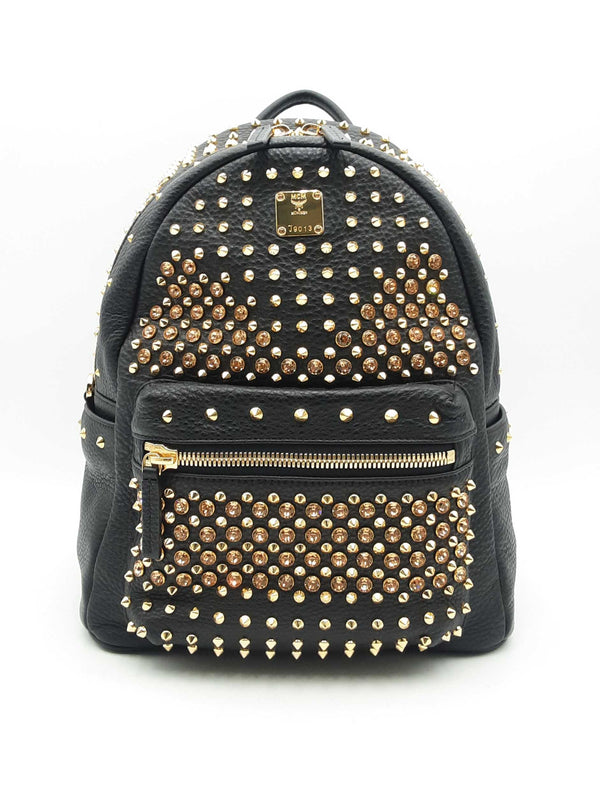 Mcm Stark Crystal Studded Black Leather Backpack Fw1024orxsa