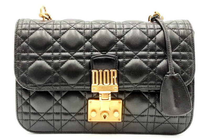 Christian Dior Black Leather Cannage Dioraddict Flap Shoulder Bag Eb1224cxzdu