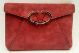 Valentino Garavani Red Suede Envelope Clutch Crossbody Eb0425lcrsa
