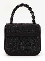 Versace La Medusa Black Crystal-embellished Satin Top Handle Bag Fw0426wrxdu