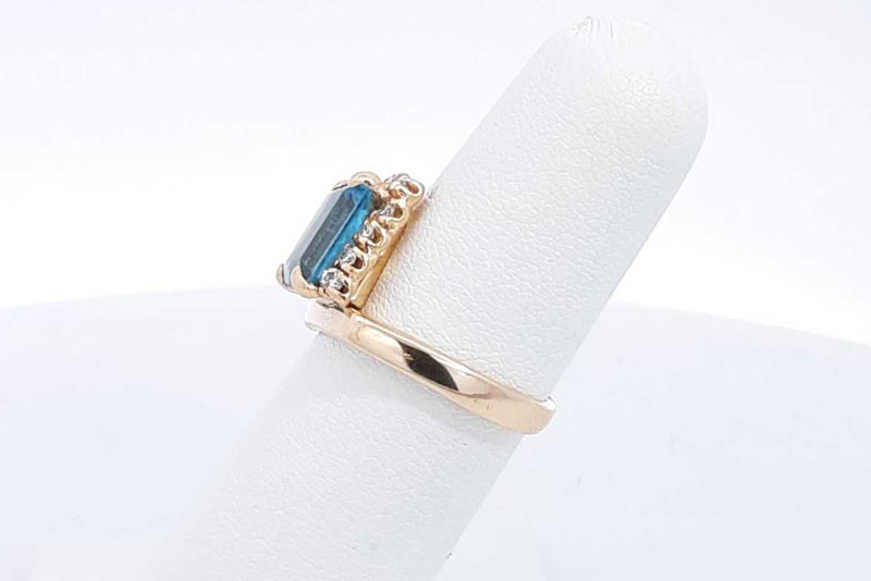 Blue Gemstone & Diamond Ring In 14k Yellow Gold 4.2 Grams Size 6 Eb0824lpxsa