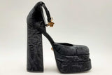 Versace Aevitas Black Velvet Platform Heels Size 41 Eb0125lrxsa