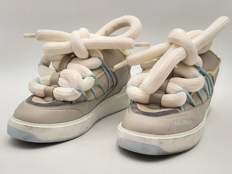 Balmain Men's B-court Puffy Calfskin Skate Sneaker Gray Size 9 Aa1125lzxsa