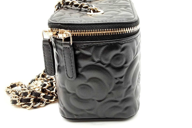 Chanel Camellia Embossed Lambskin Vanity Case With Chain Eb1024orxzdu