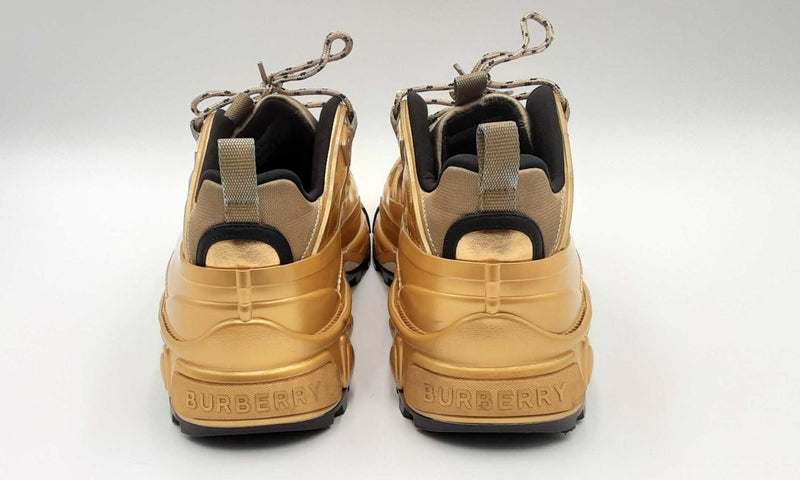 Burberry Arthur Gold Metallic Sneakers Size 46 Hs1023lzxsa