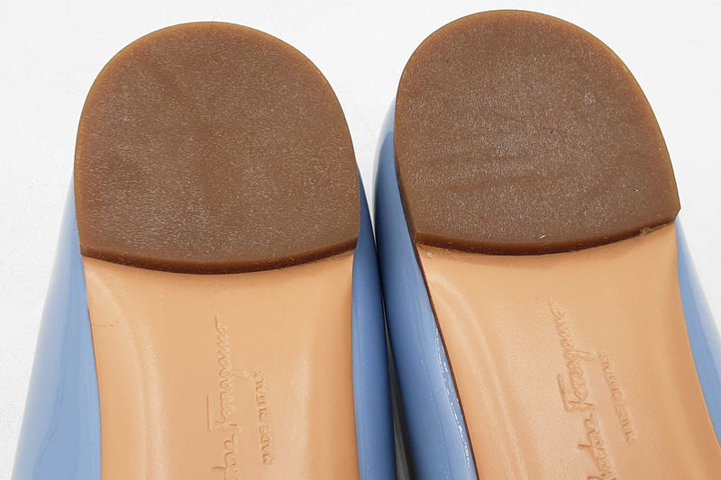Salvatore Ferragamo Varina Blue Patent Leather Ballet Flats Size 5 Eb1125lxzdu