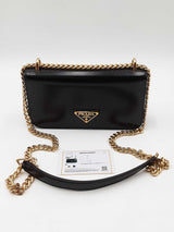 Prada Polished Black Leather Shoulder Bag Eb0726ixzdu