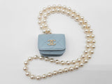 Chanel Light Blue Quilted Leather Airpod Case Do0426sxzde
