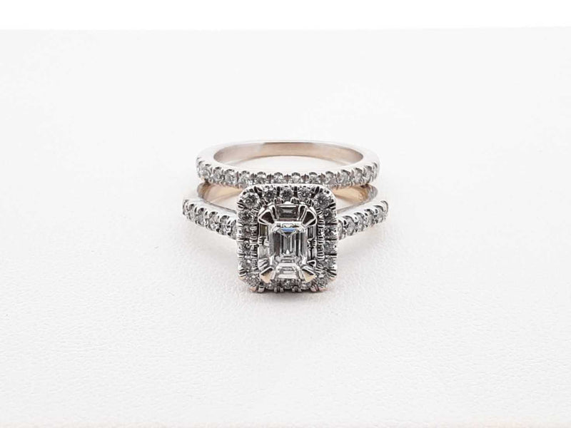 1.58 Cttw Diamond & 14k White Gold Bridal Set 6.4 Grams Size 5.5 Fw1224loxzdu