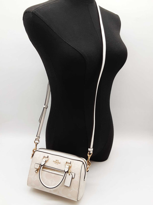 Coach Mini Rowan White Signature Coated Canvas Crossbody Bag Do0725rxde