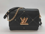 Louis Vuitton Quilted Lambskin Twist Mm Bag In Black Gm0226opzxmia